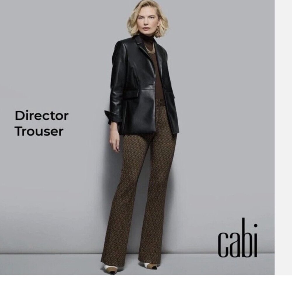 NWT $149 Cabi Director Trouser #4505 Brown Black gold print SZ-8 Long
